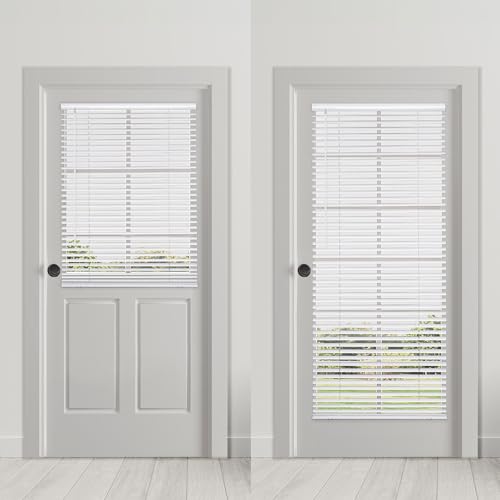 DEZ FURNISHINGS Cordless No Tools 1" Magnet Mini Blinds for Metal Doors, Room Darkening, 25" W x 72" H, White