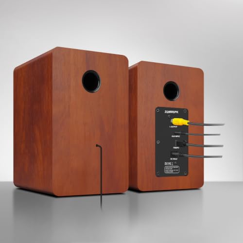 Image of Computer Speakers, Bluetooth 5.3, USB-C, AUX /RCA, 3.5-Inch Woofer, Brown