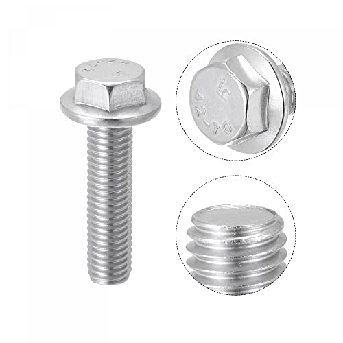 Image of uxcell M10x40mm Hex Serrated Flange Bolts Screws Metric Thread 304 Stainless Steel 6pcs