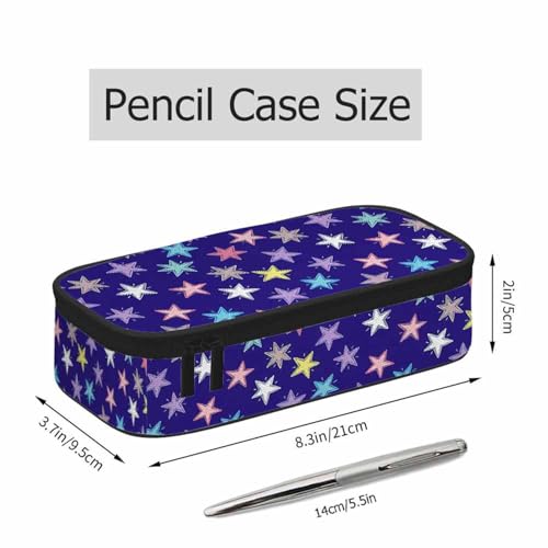 Image of Colorful Stars Pencil Case Woven Stars Purple Blue Red Pencil Bag Pouch Box Organizer for College School Students Boy Girl