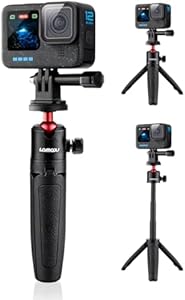 Lammcou Mini trípode Actioncam con Poste de extensión Compatible con GoPro, Adaptador de Agarre y trípode Selfie Stick Vlog para Hero 12 11 10 9 8 7 Insta-360 Go3 Go2 X3 Tripod