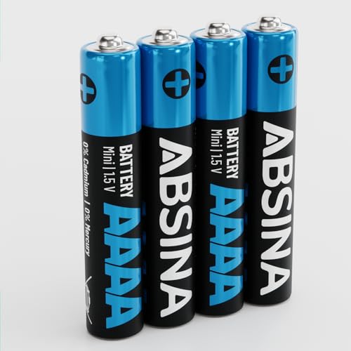 ABSINA 4X Pilas AAAA para lápiz Digital, Surface Pen, Stylus de Tablet y Mucho más - Pila AAAA 1,5V Alcalina - Pilas alcalinas LR61 E96