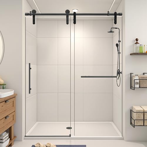 Lyngins Frameless Shower Door 56-60' W x 76' H, Sliding Shower Door with 5/16' (8mm) Easy-to-Clean...