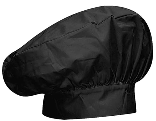 MISEMIYA - GORRO FRANCES COCINA GORRO COCINERO COCINERA GORRO CHEF GORRO FORMA SETA Ref.918 - Negro, Pack* 1 Pcs