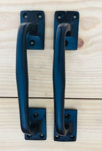 Vintage 4 Large Cast Iron Handles Door Hardware Pull Gate Shed Easy Grip Grasp Barn Shed