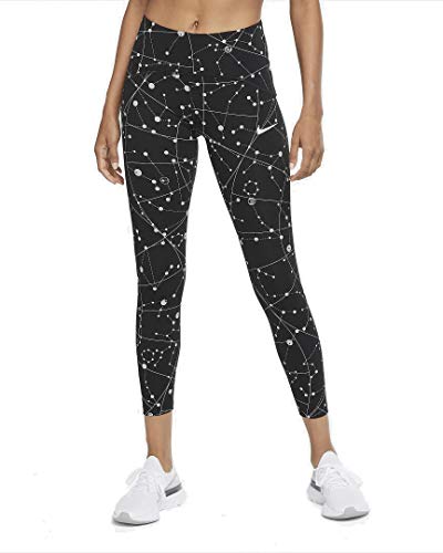 NIKE Speed Flsh 7_8 Tights Mallas para Mujer, Negro y Plateado, Extra-Small