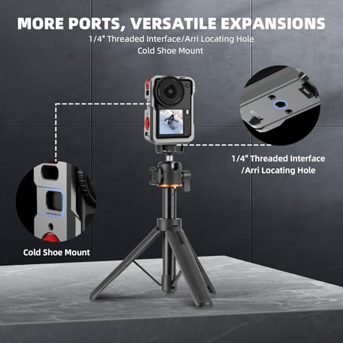 Image of Action 6 Camera Cage for DJI Osmo Action 6, Protective Case Metal Frame with Silicone Lens Cap, Cold Shoe & 1 /4 inch Threads Adapter, Aluminum Alloy Quick Release Mount Accessories