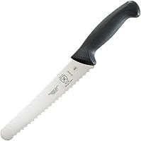 Mercer Culinary Millennia 8-Inch Wavy Edge Bread Knife - Black Handle, High-Carbon Japanese Steel for Pros