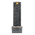 Teamson Home 38.5" Faux Slate Contemporary Outdoor LED Waterfall Fountain with Pebble Base, Gray/Black