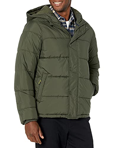 Amazon Essentials Men's Heavyweight Hooded Puffer Coat, Olive, Small