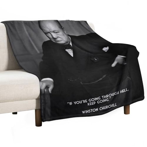 TMWHONG Winston Churchill Hell (1) Throw Blanket Inspirational Motivational Quotes Blankets Soft Lightweight 150x200cm(60x80in)