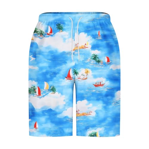 Mens Shorts Casual Cotton Linen Shorts Hawaiian Elastic Waist Short Pants Drawstring Lightweight Short Summer Shorts3