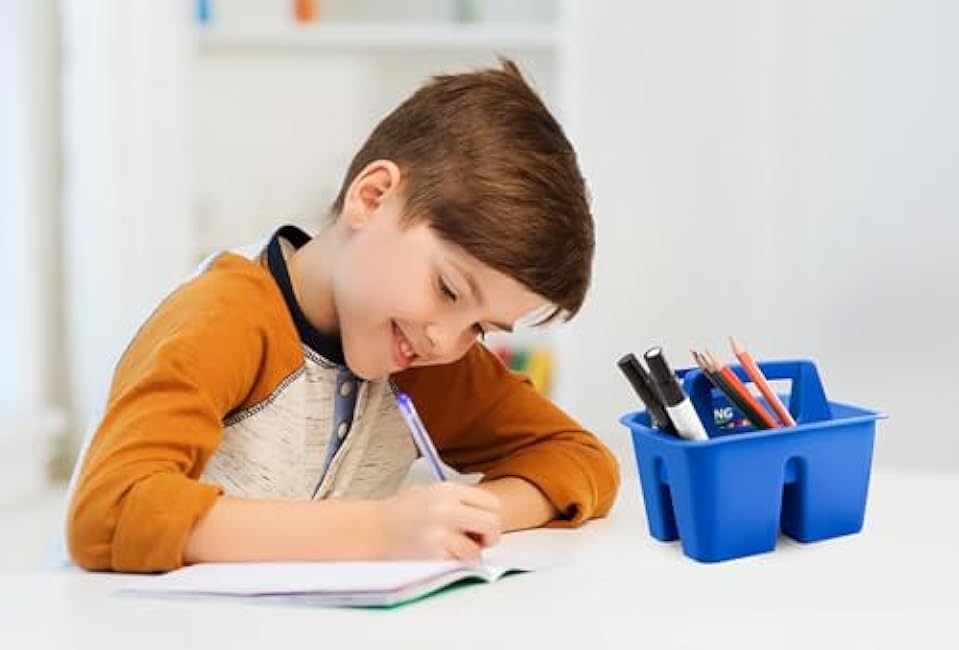 Storex Mini Classroom Caddy, Multipurpose Classroom Organizer with Handle, Blue, 12-Pack (01062U12C)