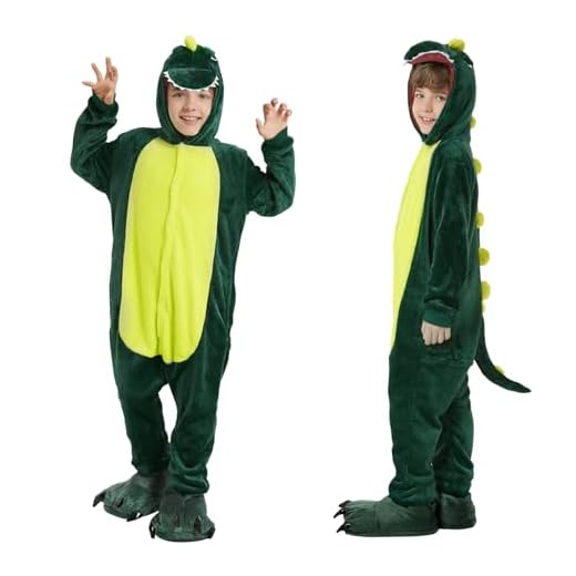 DAOUZL Disfraz de Dinosaurio para Niños, Mono de Dinosaurio para Niños con Pantuflas de Dinosaurio para Niños, Mono Pijama de Dinosaurio para Niños para Fiesta de Halloween Carnaval Cosplay (120)