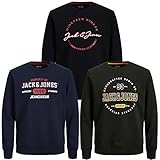 JACK & JONES Herren Kapuzenpullover Übergröße Big Plus Size Hoodie Sweatshirt Sweat Logo 2 Col 3XL 4XL 5XL (XXXXL, 3er Mix #4)