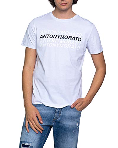 Antony Morato Logotipo Camiseta de Manga Corta, Bianco, XXL para Hombre