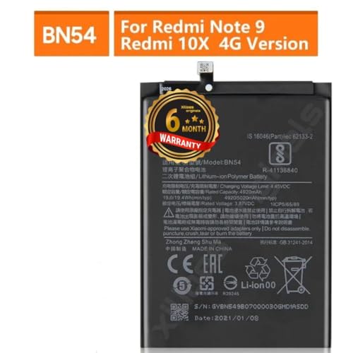 Image of BN54 Battery for Redmi Note 9 /10x 4G / 10X 5G / 10x pro 5G / Battery with 6 Month Warranty** (B110)