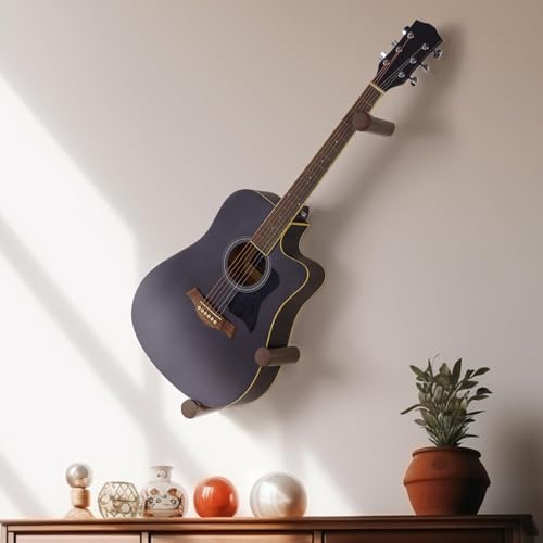 DAZZLIFE Acoustic Horizontal Guitar Hangers for Wall Wooden Wall Mount (Brown)