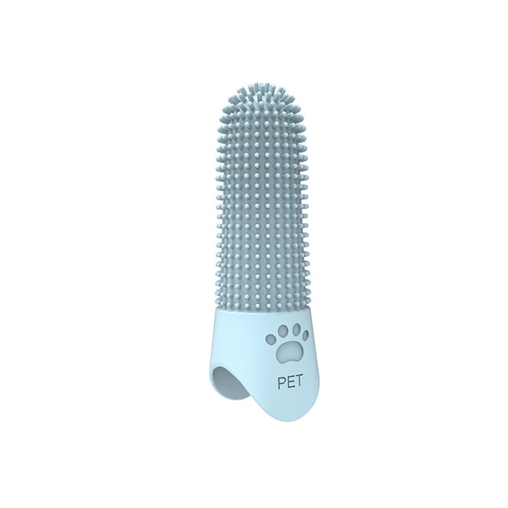 jkahh Brosse à dents en silicone pour chats et chiens - Nettoyage et retrait du tartre et des pierres - Bleu