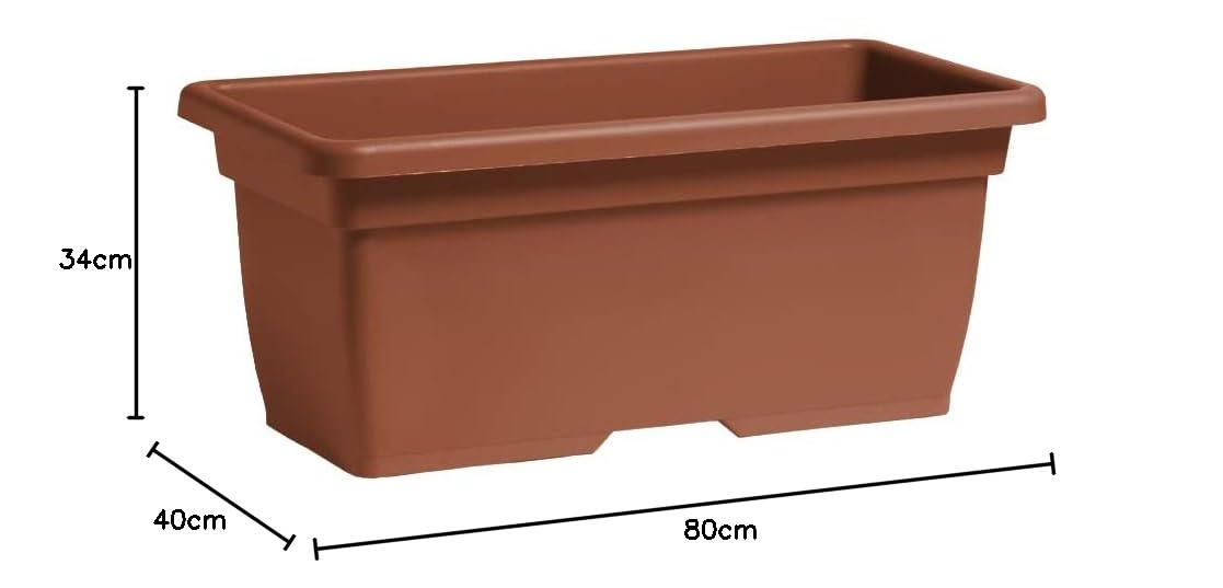 eacommerce Vaso + Sottovaso Rettangolare in Plastica PPL Colore Terracotta Cassetta Mega Per interni ed esterni (100x45x40H cm, Colore Terracotta)