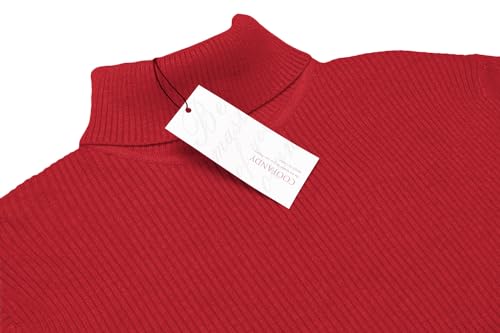 Image of COOFANDY Mens Ribbed Slim Fit Knitted Pullover Casual Turtleneck Sweater | Premium anti-shrink knit turtleneck. Soft, warm & stretchy-perfect for casual, work or outdoor wear in fall /winter.