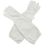 [Professionell Imkerhandschuhe] Erweiterte und verdickte Versionen von sicheren Bienenhandschuhen. Die Handschuhe sind aus hochwertigem Ziegenleder gefertigt und lassen sich nicht leicht verrotten. Die Ärmel bestehen aus bequemer, atmungsaktiver Baumwolle und Leinen, die langlebig und strapazierfähig sind.