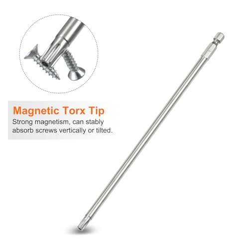 Image of HARFINGTON 1pcs T30 Security Torx Bit 1 /4 inch Hex Shank 8 inch Long S2 Steel Magnetic Tamper Resistant Star Bits Screwdriver Torx Head with Hole for Driver Drill Bits Remove Fastening Screws