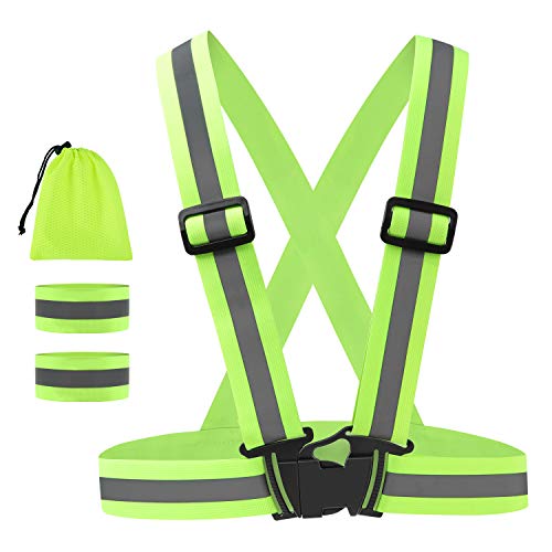 Preisvergleich Produktbild Geldee Reflektorweste Sicherheitsweste Running Warnweste Leicht Elastisch Laufweste mit 2 Stück Reflektorband