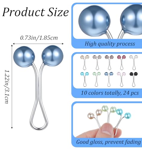 Image of 12Pcs Pearl Hijab Pins, Pins for Hijab, Muslim Headscarf Shawl Clips, Safety Pins, Decorative Accessories for Casual and Formal Wear
