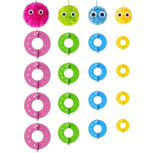16 Stück Pompom Maker Handwerkzeug Bommelmacher Kreatives Pompon Maker Verstellbarer Größen Pompoms Bommel Maker Passend Für Weben Und DIY Wollgarn Stricken Handwerksprojekt