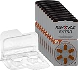 60x Rayovac Extra Advanced 312 Hörgerätebatterien 10x6er Blister PR41 Braun 24607 + Aufbewahrungsbox für 2 Hörgerätebatterien (10, 13, 312, 675), Batteriebox für 2 Knopfzellen bis 12 mm x 6 mm (Ø x H)