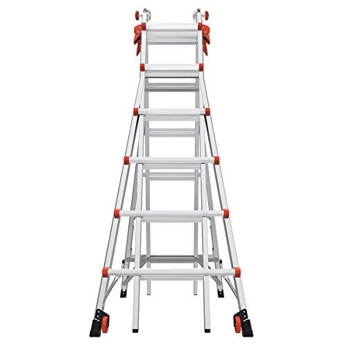 Little Giant Ladders, Velocity with Wheels, M26, 26 Ft, Multi-Position Ladder, Ratchet Leg levelers, Aluminum, Type 1A, 300 lbs Weight Rating, (15426-801)