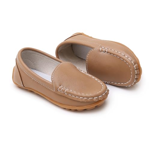 Image of SOFMUO Boys Girls Leather Loafers Slip-On Oxford Flats Boat Dress Schooling Daily Walking Shoes(Toddler /Little Kids)