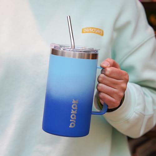 Image of BJPKPK 25oz Insulated Coffee Mug with Handle, Stainless Steel Travel Mug | Keeps Drinks Hot & Cold, Double Wall Vacuum, 2 Lids Included, BPA-Free Coffee Tumbler for Home, Office & Travel