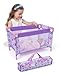 BABESIDE Baby Doll Crib Set for 18 Inch Dolls, Foldable Baby Doll Bed Playpen Toy Crib with Storage Bag for Reborn Baby Doll Accessories, Purple Babydoll Pack and Play