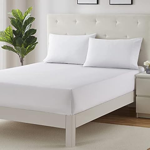 Clara Clark Fitted Sheet Queen Size, Super Soft Queen Fitted Sheet Only Fits up to 16 Inch Mattress - Wrinkle, Fade, Stain Resistant Queen Size Fitted Sheet - White Fitted Sheet Cover