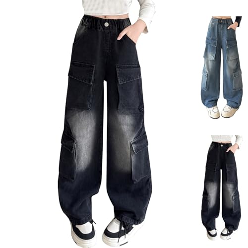 Baggy Jeans for Girls Wide Leg Cute Cargo Pants Y2K Streetwear Teen Girl High Waist Back to School Trendy Jeans