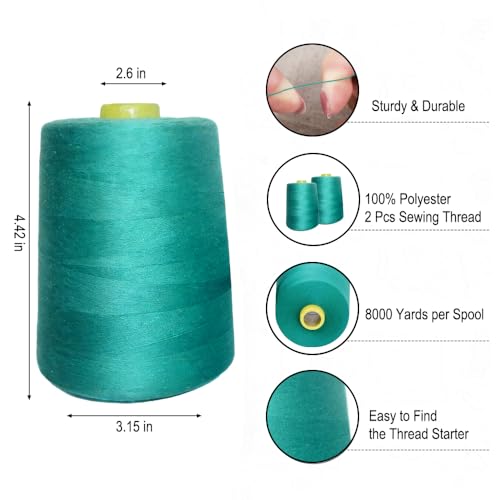 Cono de hilo para coser poliéster 8000 yd verde esmeralda miniatura 2