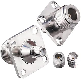 TUOLNK 2 pcs N Female to SMA Female 4-Hole Panel Mount 4 Hole Panel Mount Chassis Type RF Coaxial Adapter N Female to SMA Female 4 Hole Flange Panel Adapter