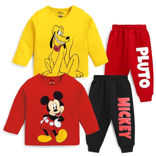 Image of Kuchipoo Disney Boys Regular Fit Cotton T-Shirts and Pyjamas Set