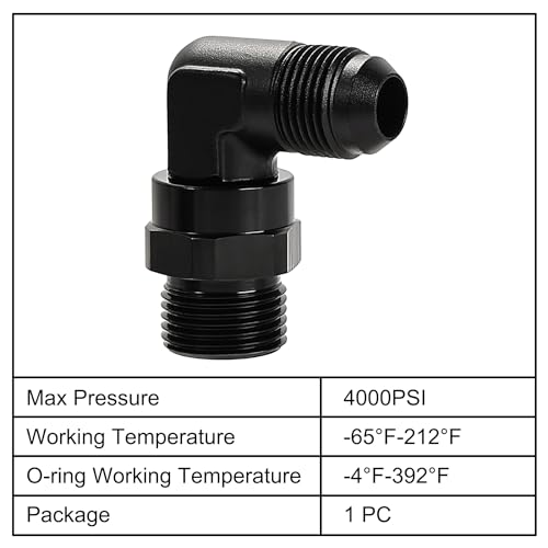 Image of EVIL ENERGY 8AN Flare to 10AN ORB Male Swivel Adapter Fitting 90 Degree Black 1PC