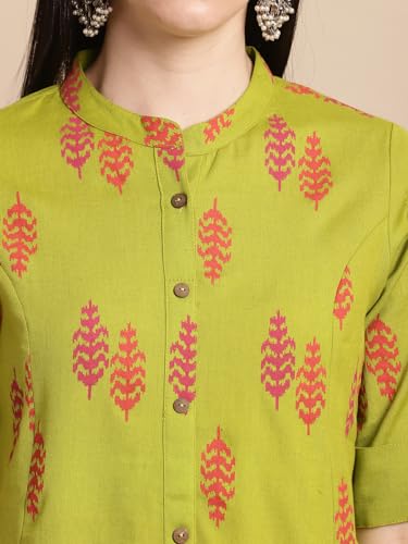 Image of Pistaa's Women's Cotton Relaxed Fit Straight Printed Kurta