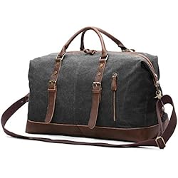 Bag Stone Maletas EverVanz Bolsa de Viaje de Cuero de Gran tamaño de Lona para Fines de Semana o Noches