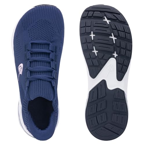 Autper Wide Toe Box Sneakers Women Slip-On Comfortable Walking Shoes with Arch Support Plantar Fasciitis Tennis Running Gym Athletic Shoes NavyBlue US83