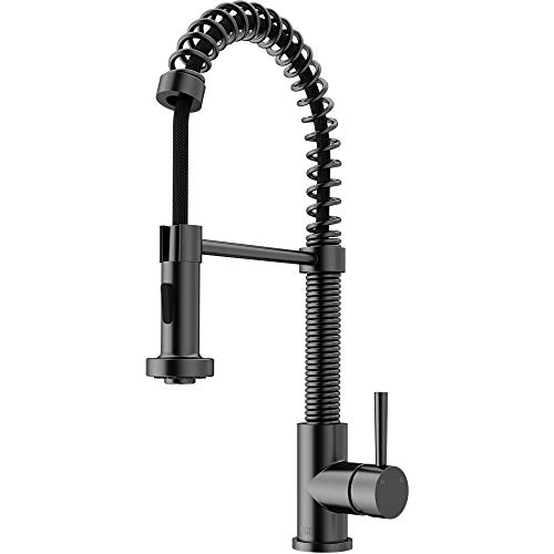 VIGO Edison 19'' H Single Handle Pull-Down Sprayer Kitchen Faucet in Graphite Black-VG02001GB