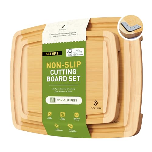 Bamboo Cutting Board Set Non Slip Feet Over Sink Brides
