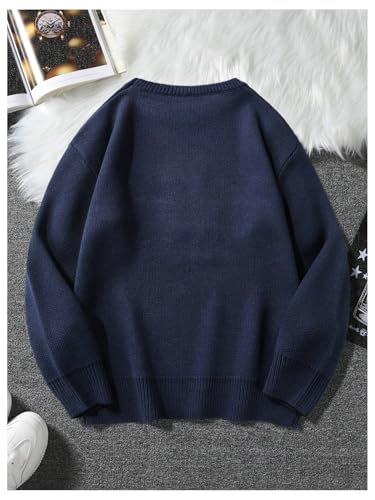 Men's Bear Embroidered Fall Sweater Casual Long Sleeve Crew Neck Pullover Sweaters2