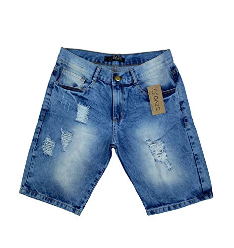 Bermuda Jeans Masculina Destroyed (Marmorizada, 42)