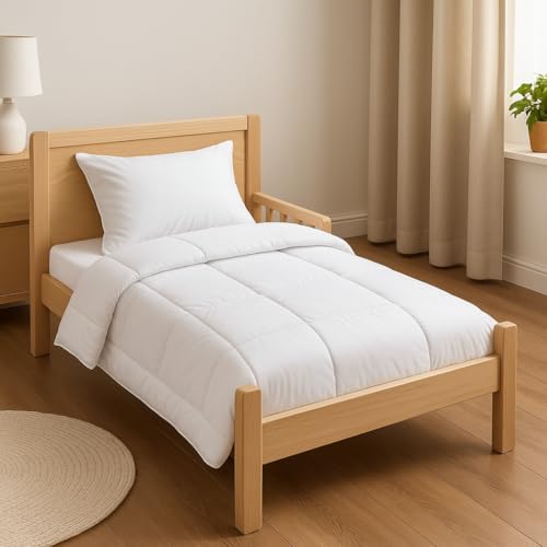 Luxurious Microfibre Cot Bed Duvet Quilt for Kids – Super Soft, Lightweight & Hypoallergenic Baby Bedding – Warm & Breathable Toddler Blanket for All Seasons (Cot Bed Pillow)