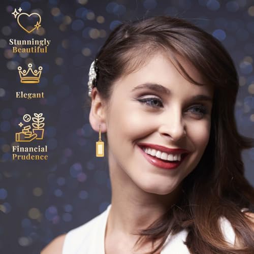 18k Yellow Bar 2.3 Gram Real Gold Earrings for Women - Solid Gold Earrings Dangle Drop - Pure 18 Karat Engagement Wedding Jewelry Birthday Gifts for Womens4